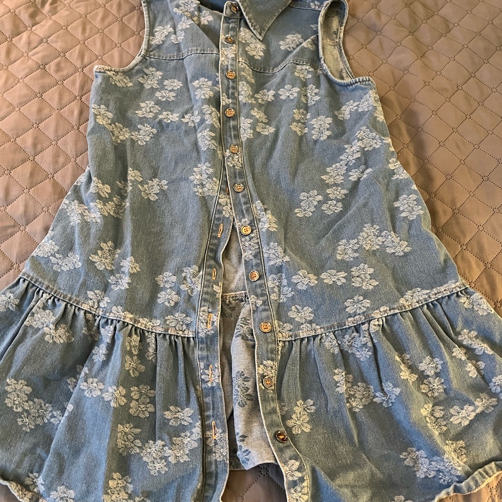 Floral Denim Sleeveless Dress